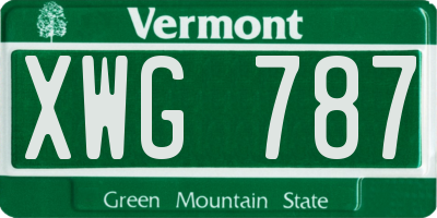 VT license plate XWG787