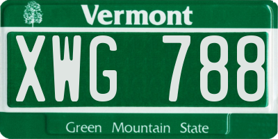 VT license plate XWG788