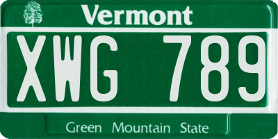 VT license plate XWG789