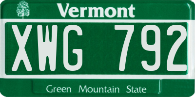 VT license plate XWG792