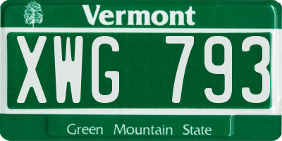 VT license plate XWG793