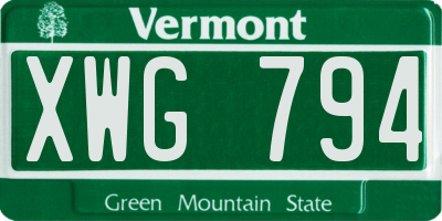 VT license plate XWG794