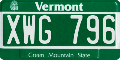 VT license plate XWG796