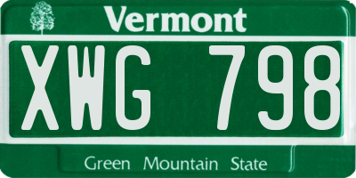 VT license plate XWG798