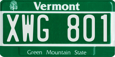 VT license plate XWG801