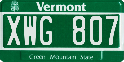 VT license plate XWG807
