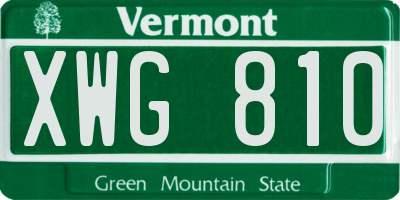 VT license plate XWG810