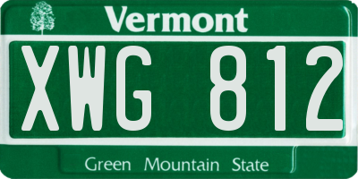 VT license plate XWG812