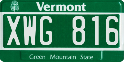 VT license plate XWG816