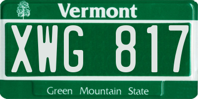 VT license plate XWG817