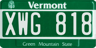 VT license plate XWG818