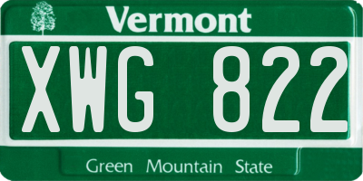 VT license plate XWG822