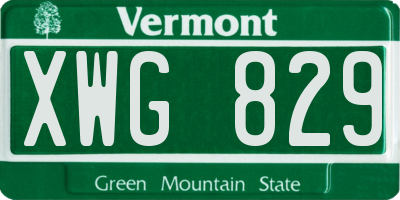 VT license plate XWG829