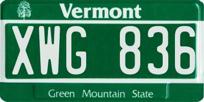 VT license plate XWG836