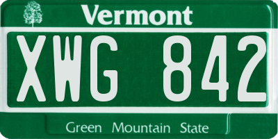VT license plate XWG842