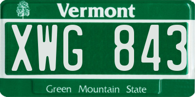VT license plate XWG843