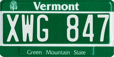VT license plate XWG847