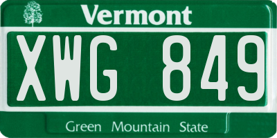 VT license plate XWG849