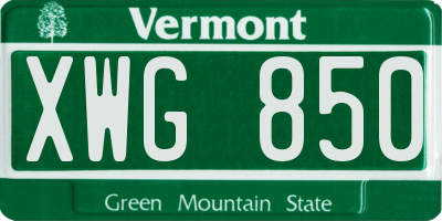 VT license plate XWG850