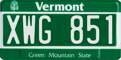 VT license plate XWG851