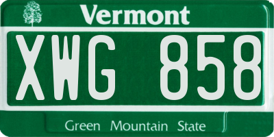 VT license plate XWG858
