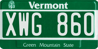 VT license plate XWG860