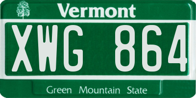 VT license plate XWG864