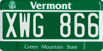 VT license plate XWG866