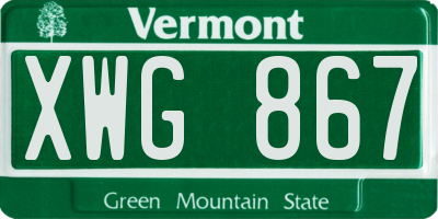 VT license plate XWG867