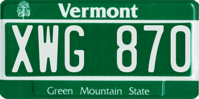 VT license plate XWG870