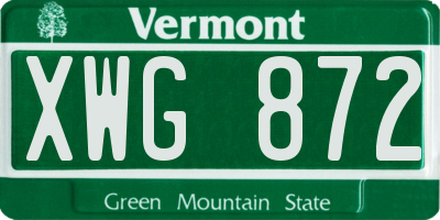VT license plate XWG872