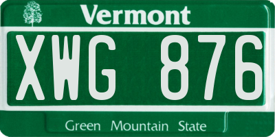 VT license plate XWG876