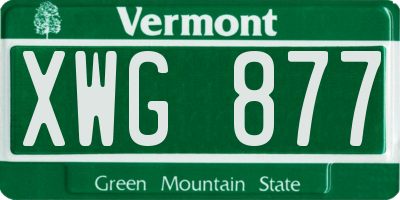 VT license plate XWG877