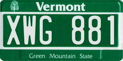 VT license plate XWG881