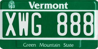 VT license plate XWG888