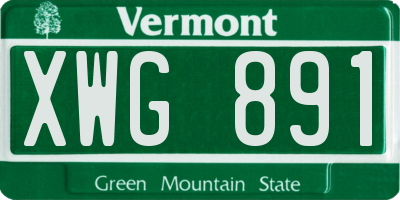 VT license plate XWG891