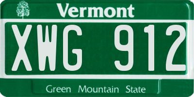 VT license plate XWG912