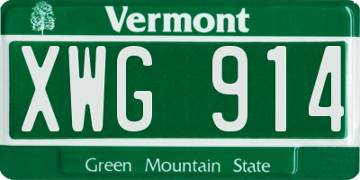 VT license plate XWG914