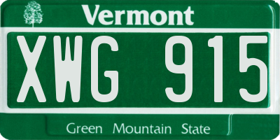 VT license plate XWG915