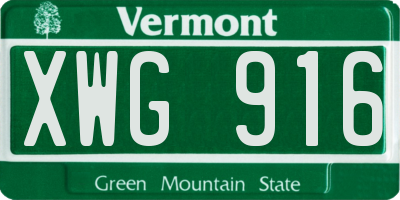 VT license plate XWG916