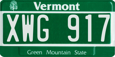 VT license plate XWG917