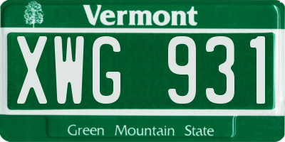 VT license plate XWG931