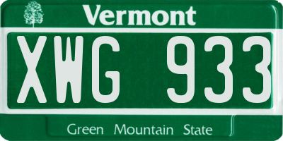 VT license plate XWG933