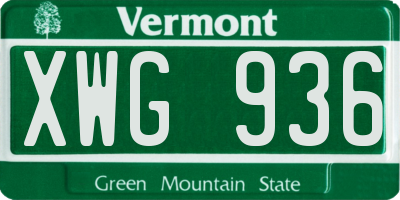 VT license plate XWG936