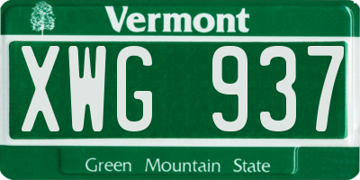 VT license plate XWG937
