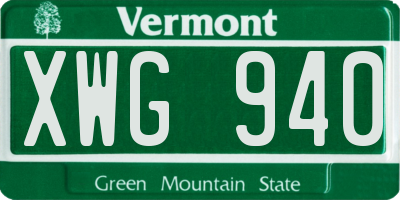 VT license plate XWG940