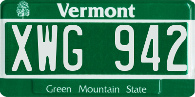 VT license plate XWG942