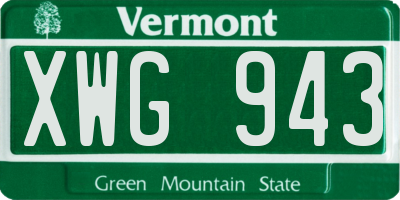 VT license plate XWG943