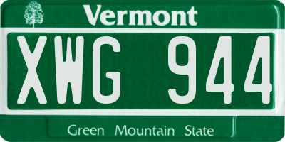 VT license plate XWG944