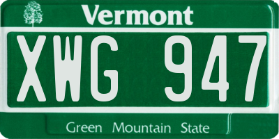 VT license plate XWG947